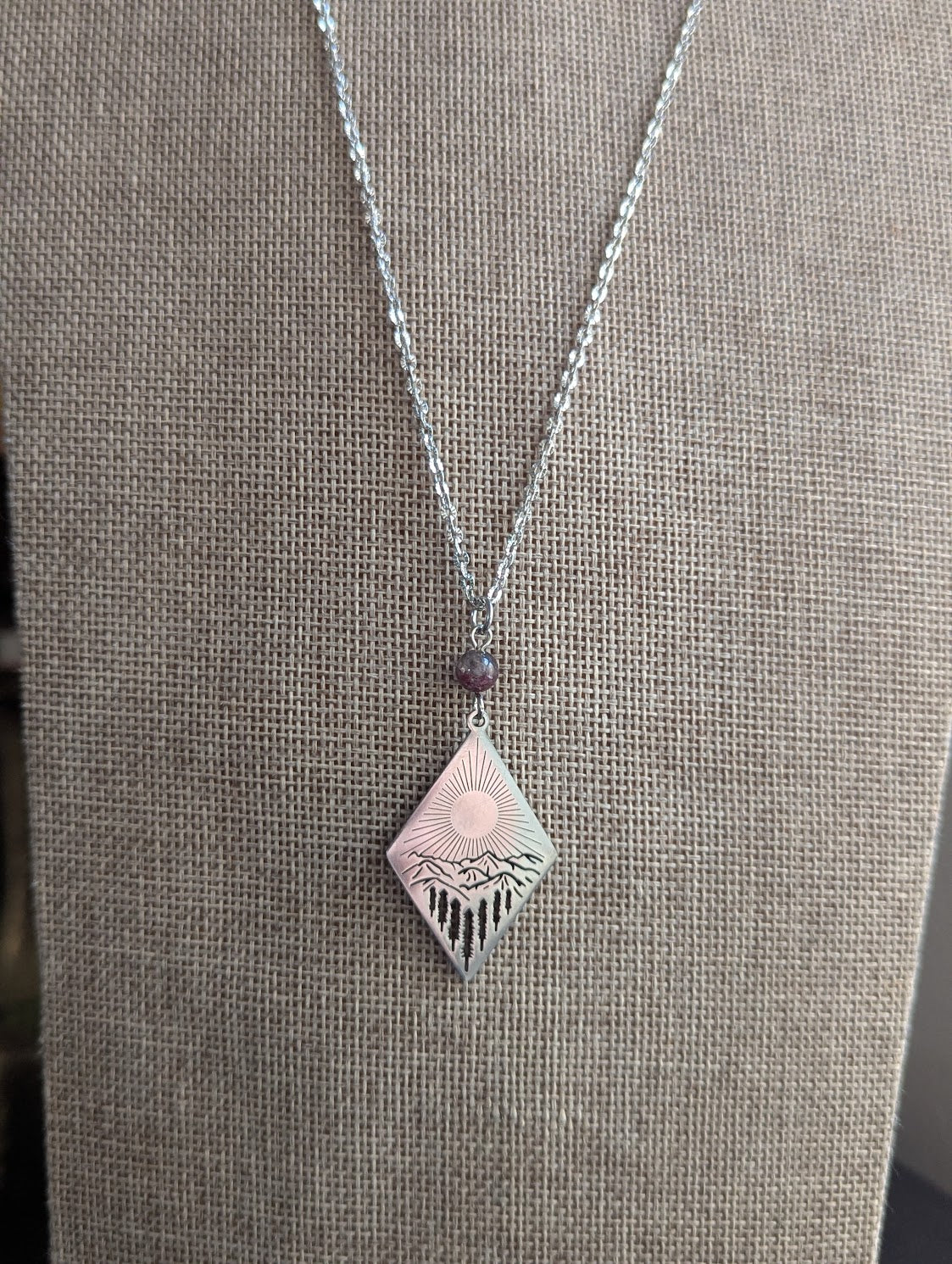 Silver Sun Mountainscape Eudialyte Necklace
