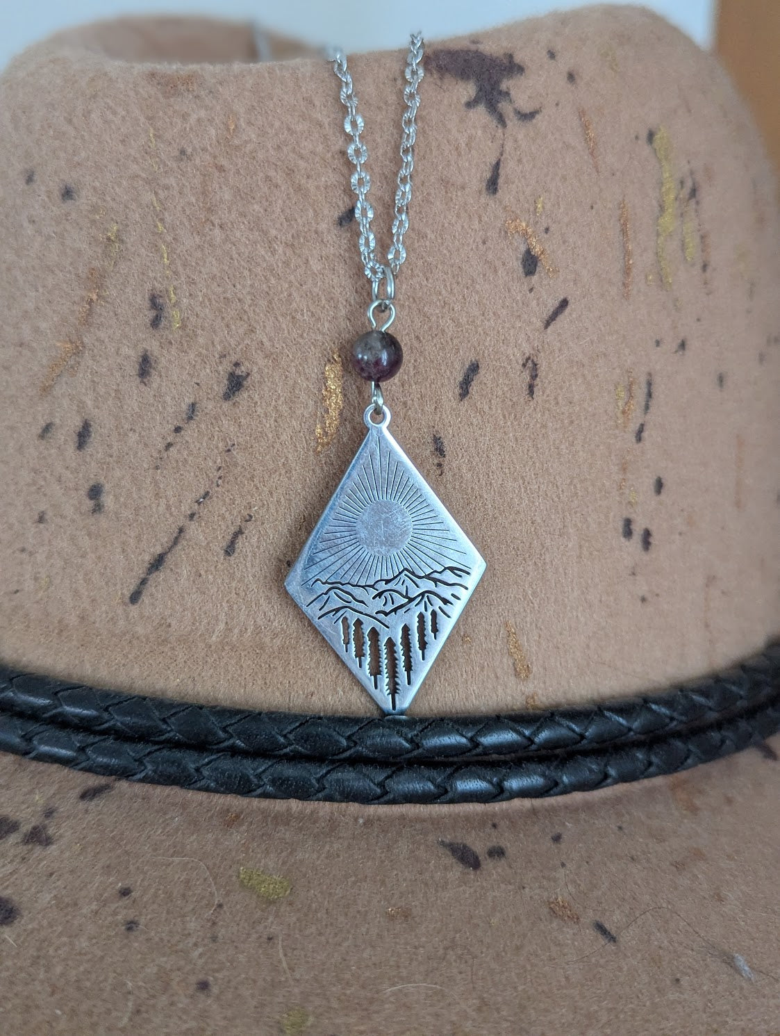 Silver Sun Mountainscape Eudialyte Necklace