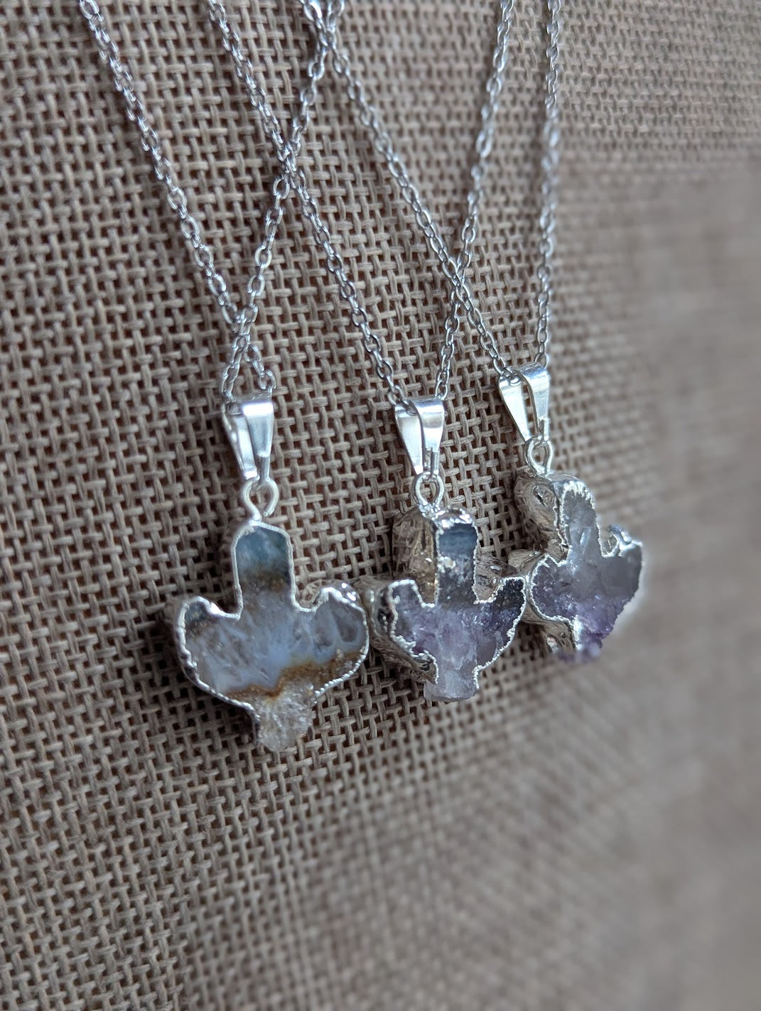 Amethyst Cactus Silver Necklace