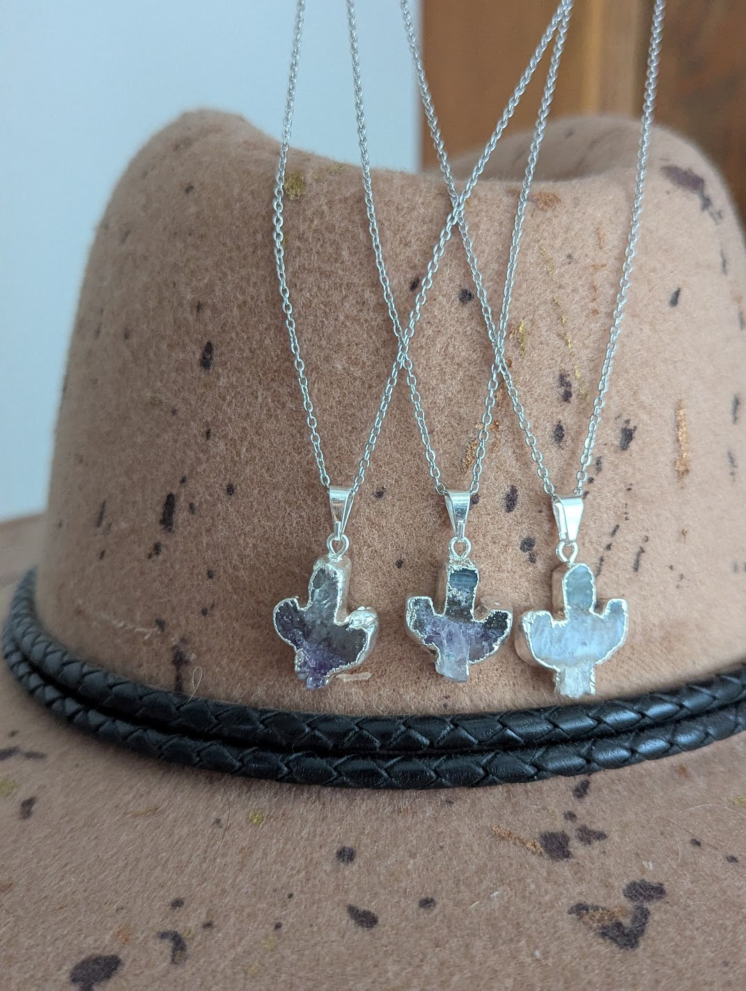 Amethyst Cactus Silver Necklace