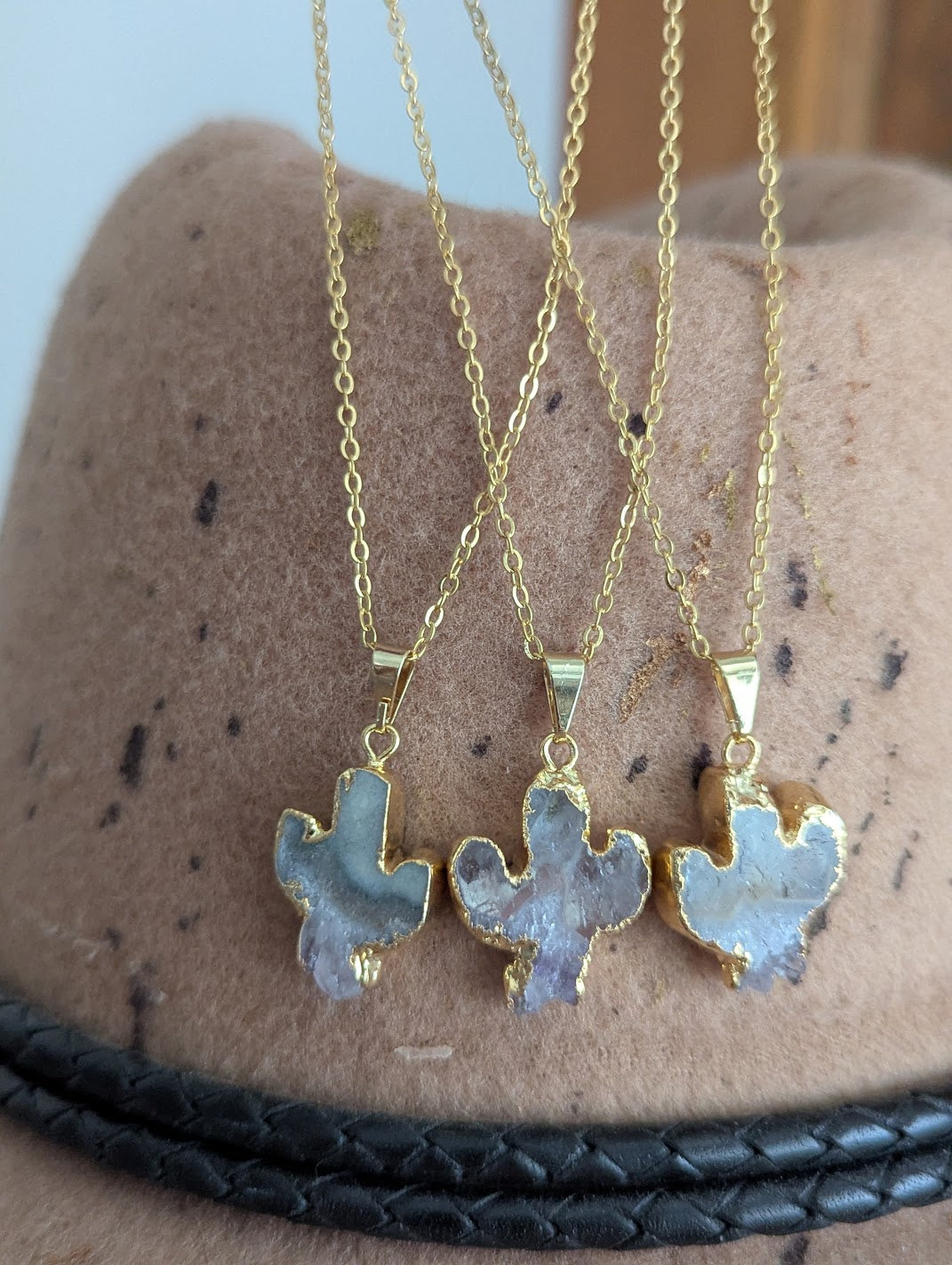 Amethyst Cactus Gold Necklace