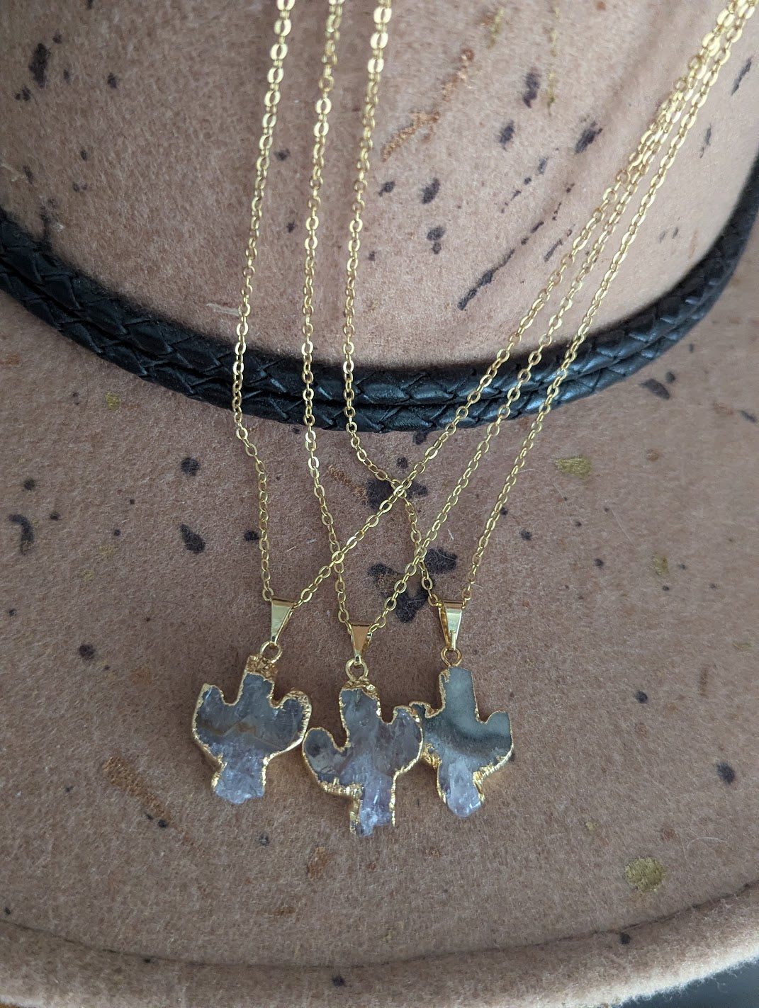 Amethyst Cactus Gold Necklace