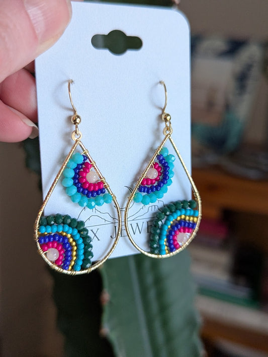 Multi-Color Flower Beaded Tear Drop