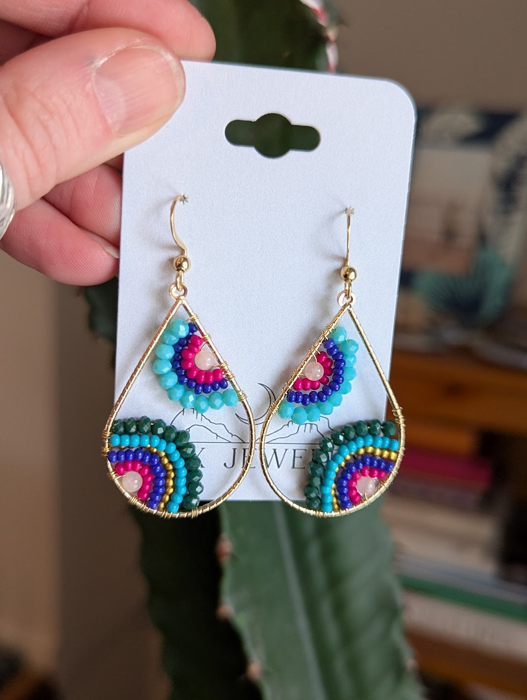 Multi-Color Flower Beaded Tear Drop