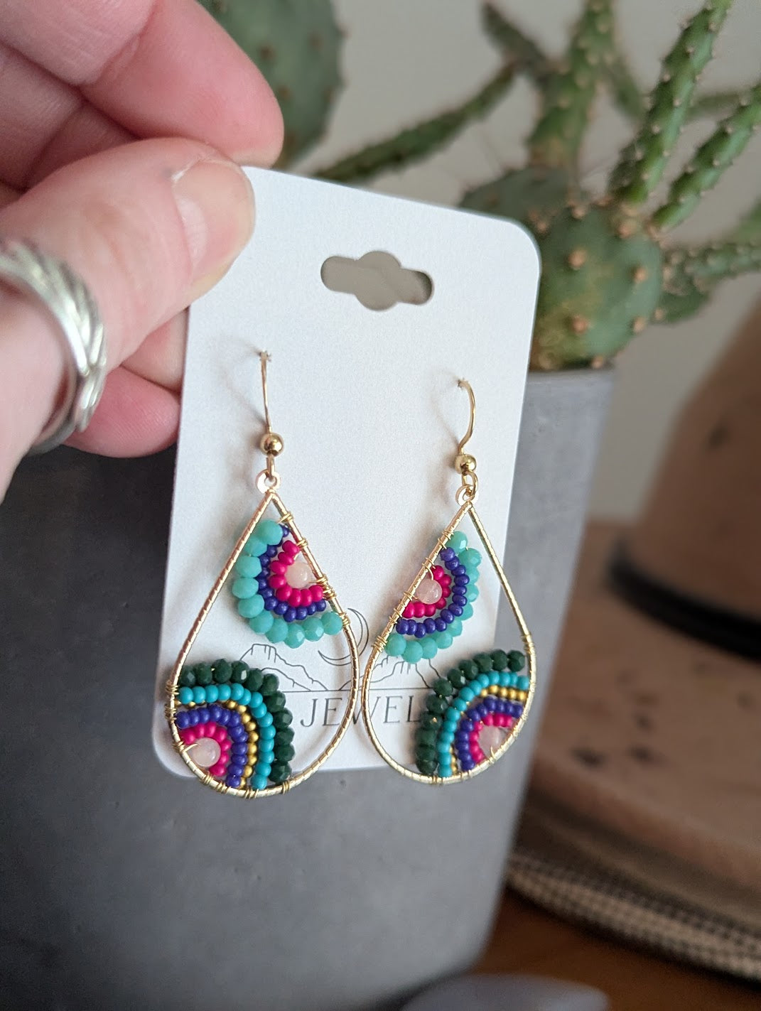 Multi-Color Flower Beaded Tear Drop