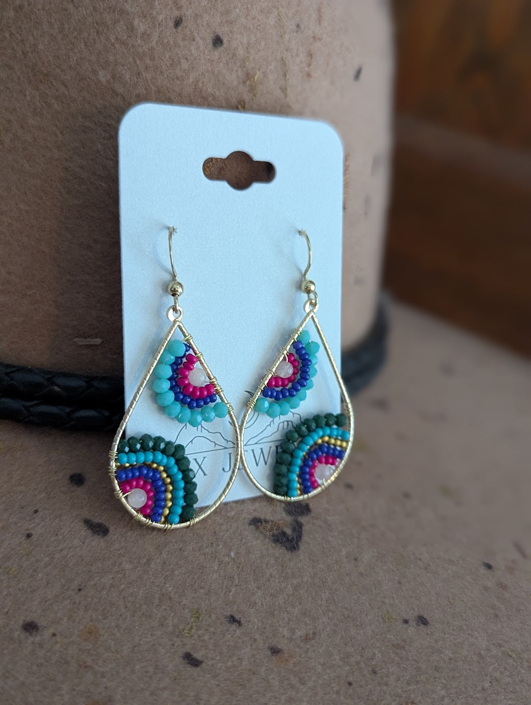 Multi-Color Flower Beaded Tear Drop