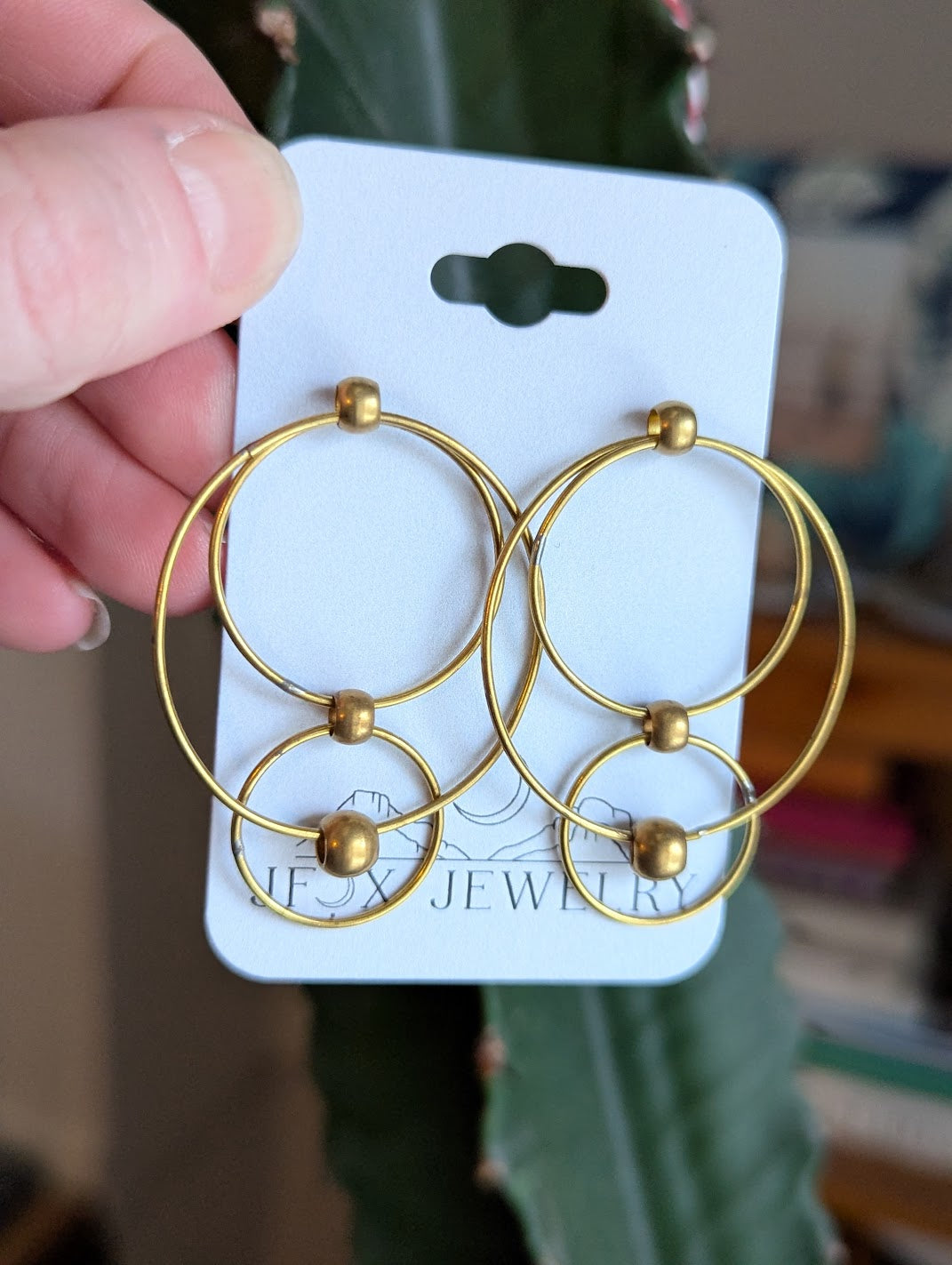Brass Orbital Galactic Post Earrings