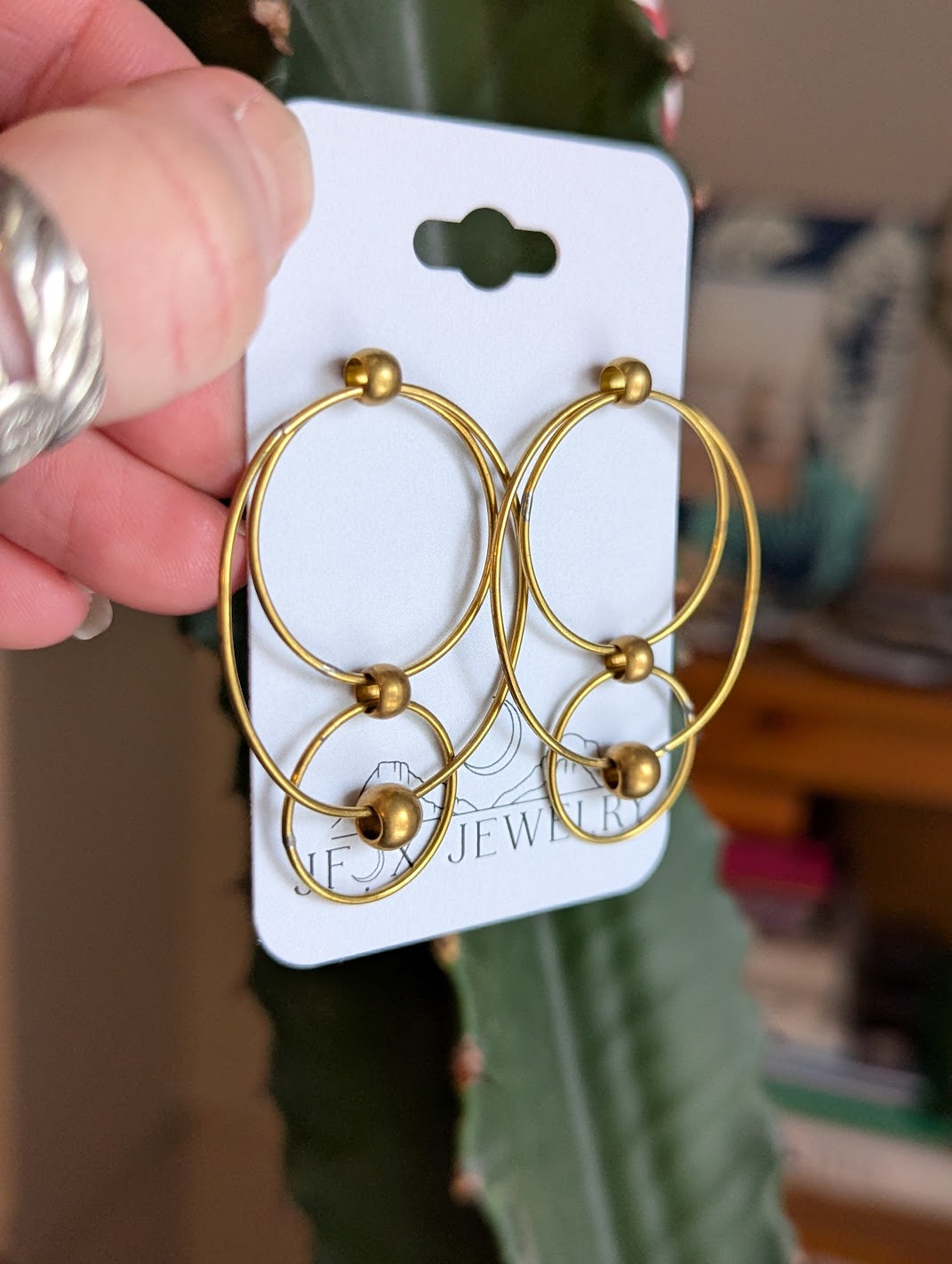 Brass Orbital Galactic Post Earrings