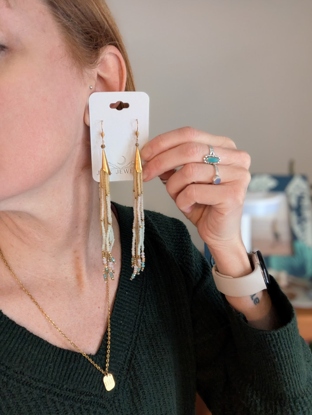 Long Beaded Pastel Tassel Earrings