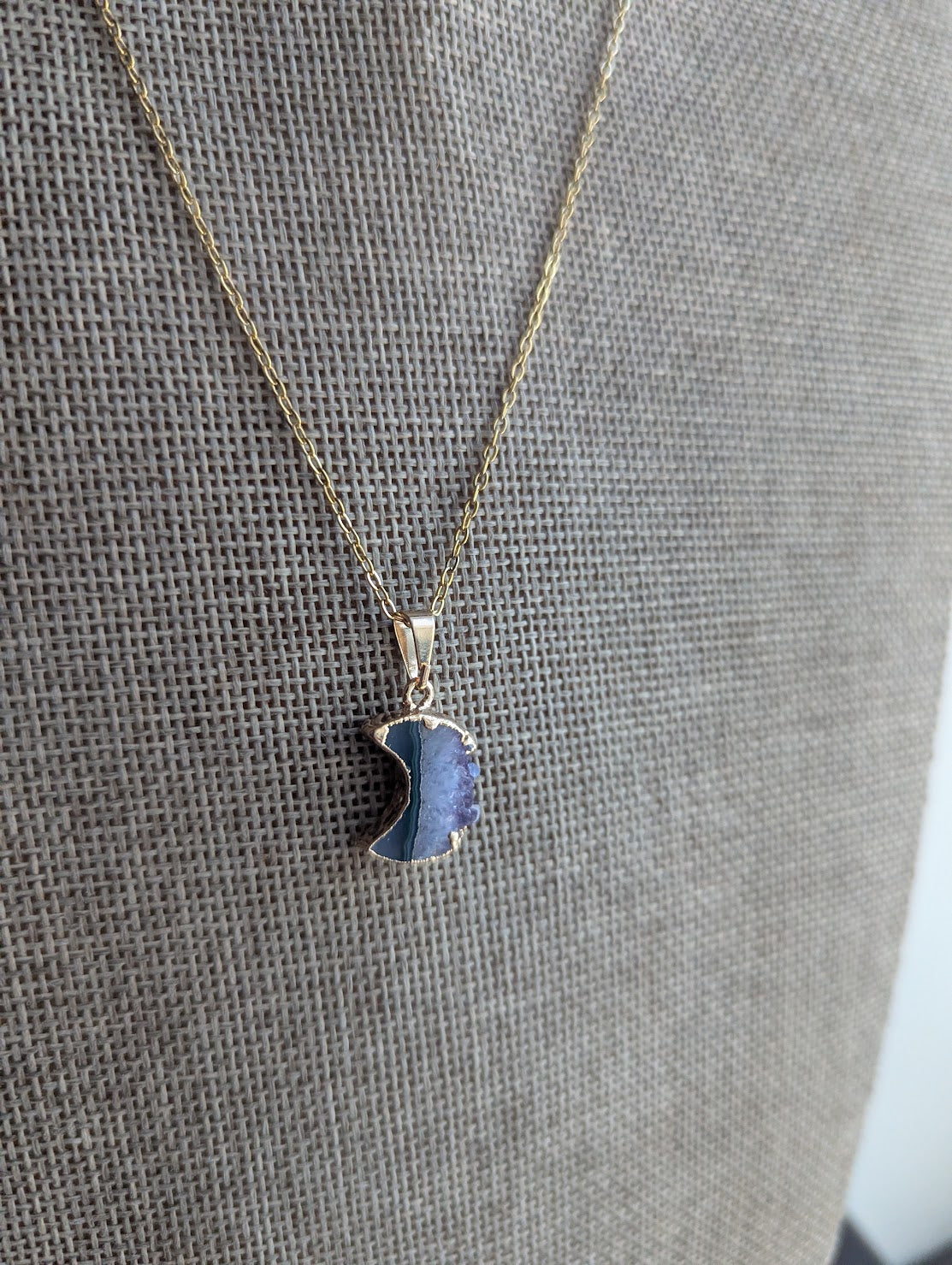 Amethyst Crescent Moon Necklace (Silver or Gold)