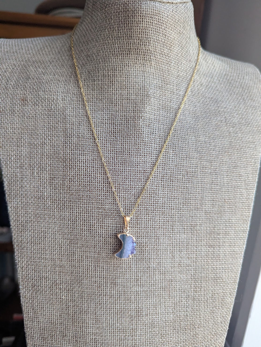 Amethyst Crescent Moon Necklace (Silver or Gold)