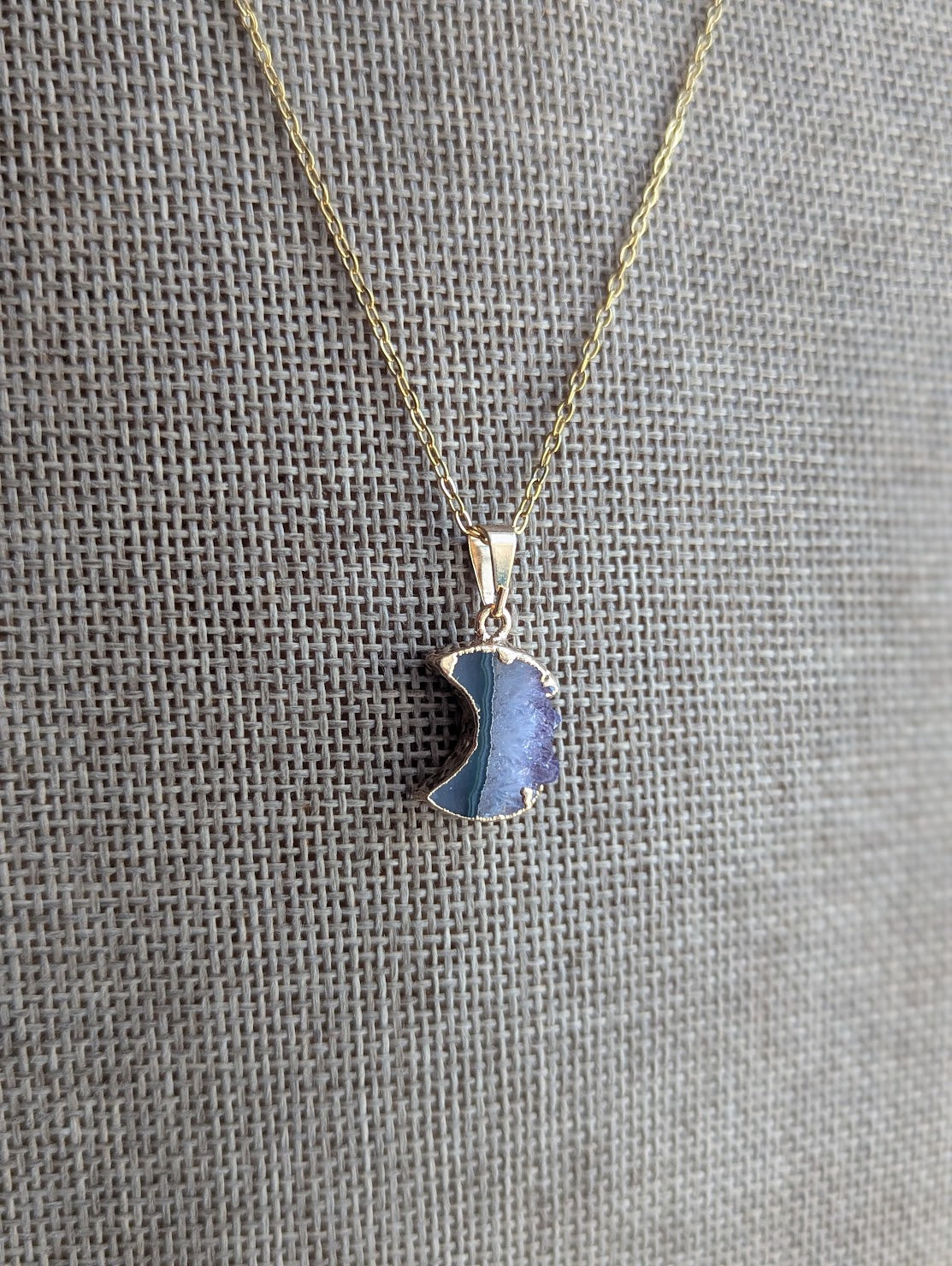 Amethyst Crescent Moon Necklace (Silver or Gold)