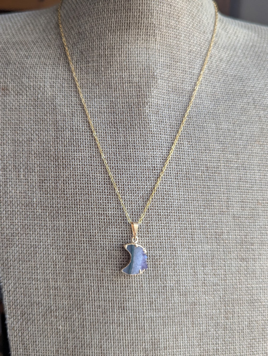 Amethyst Crescent Moon Necklace (Silver or Gold)
