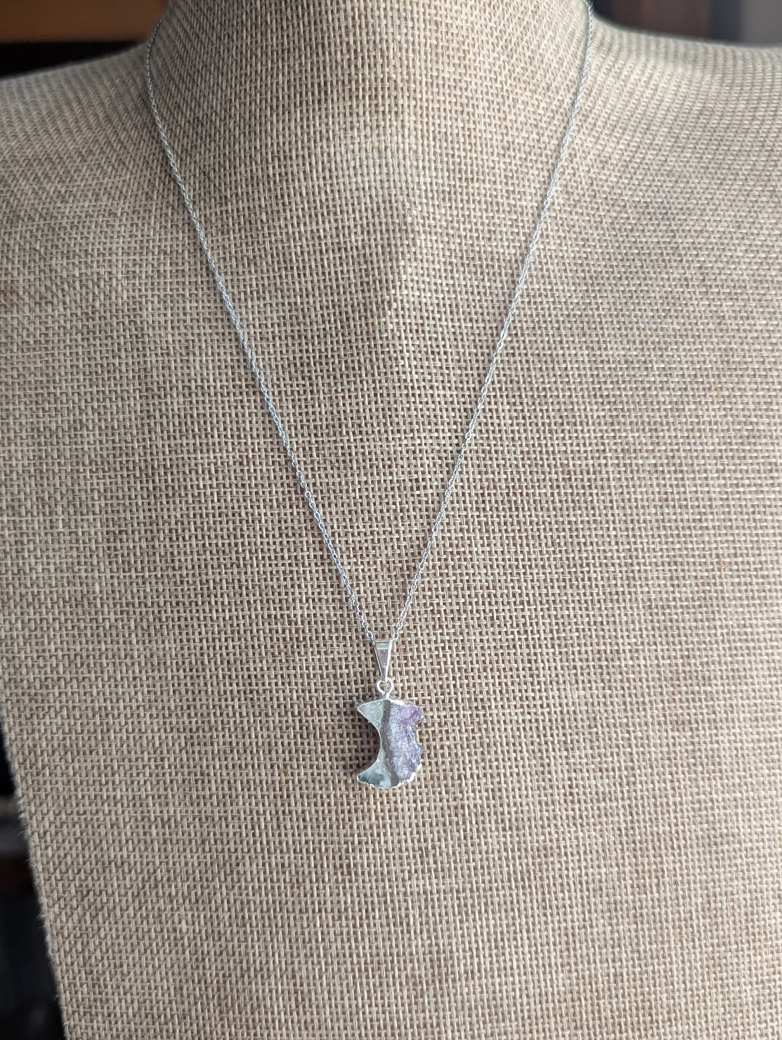 Amethyst Crescent Moon Necklace (Silver or Gold)