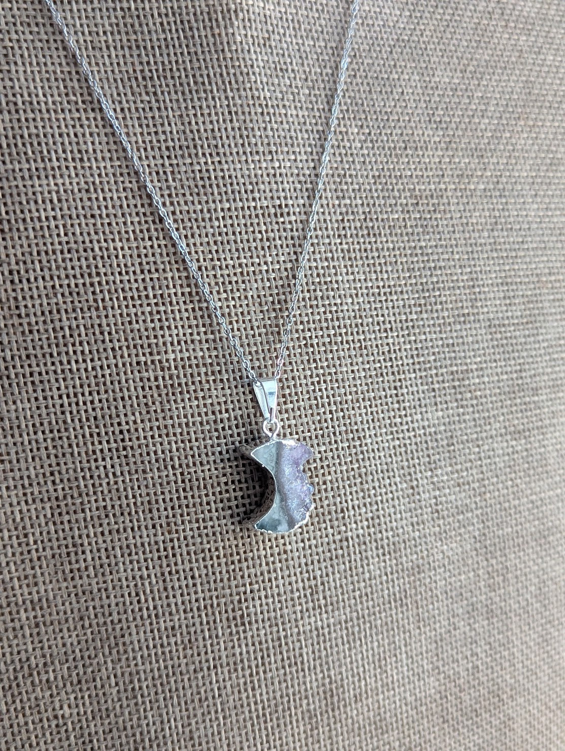 Amethyst Crescent Moon Necklace (Silver or Gold)