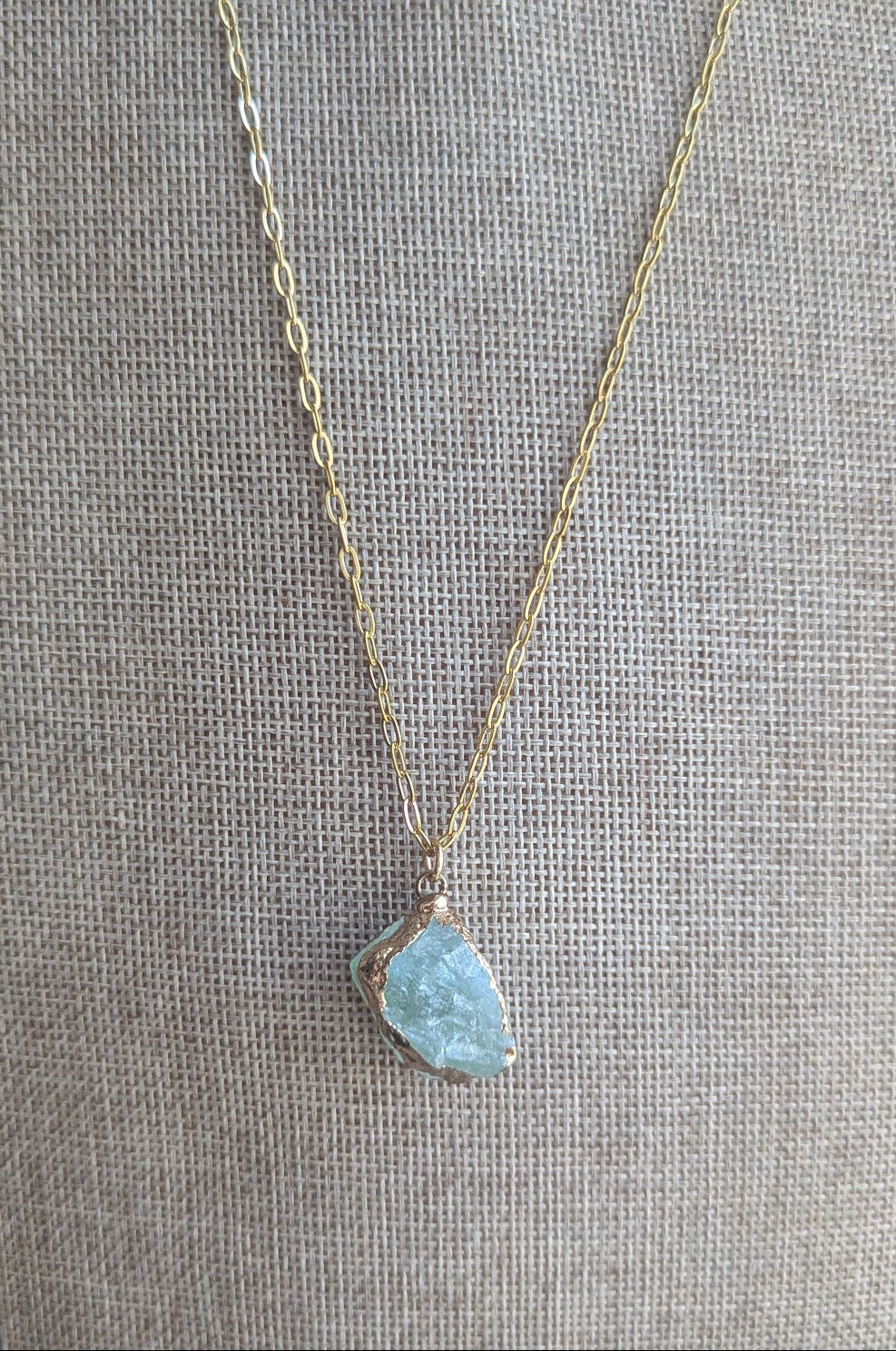 Raw Green Fluorite Gold Necklace