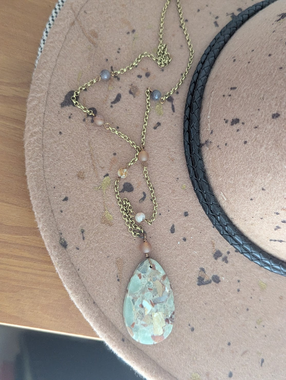 Aqua Terra Jasper Brass Beaded Necklace