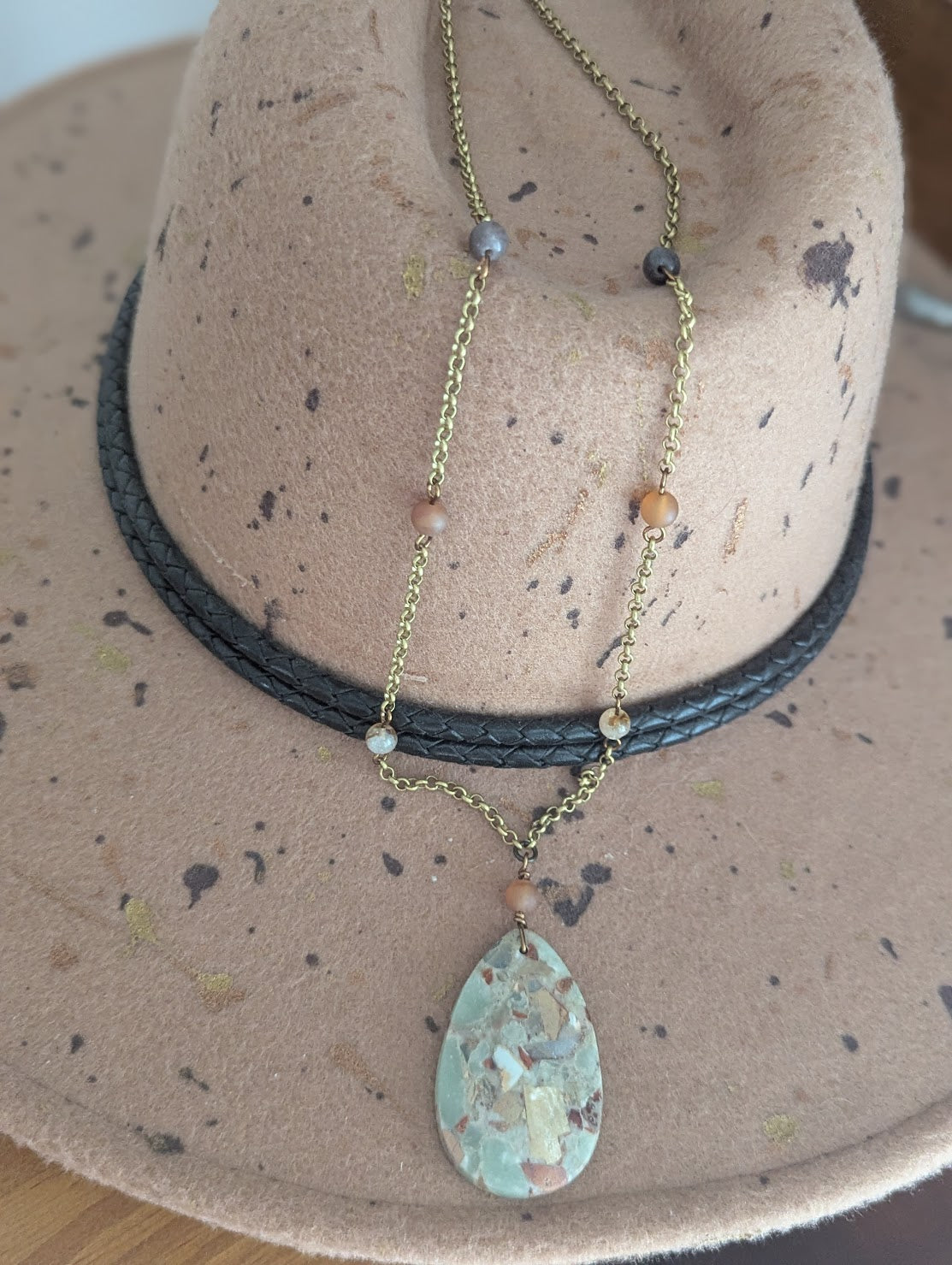 Aqua Terra Jasper Brass Beaded Necklace