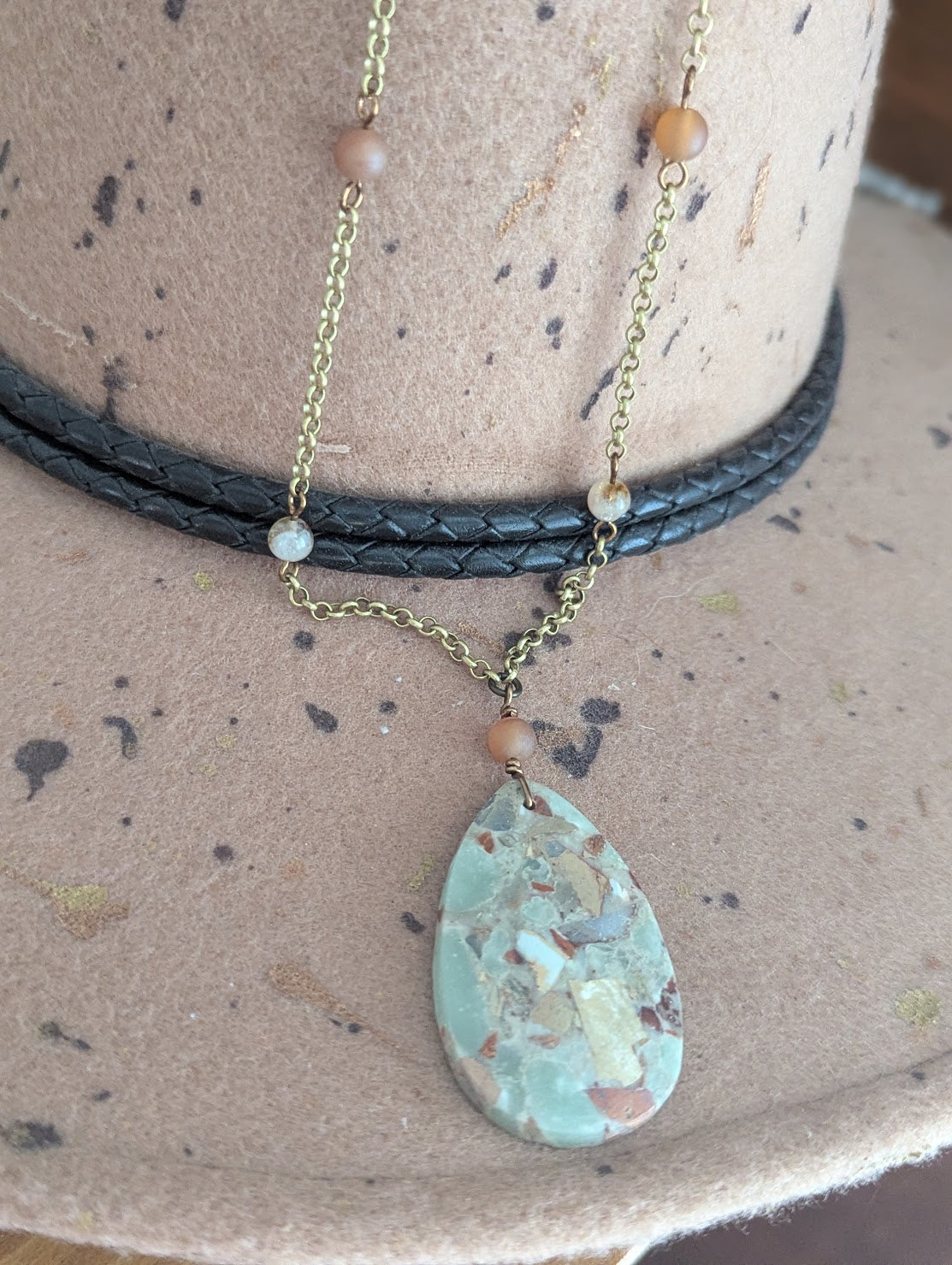 Aqua Terra Jasper Brass Beaded Necklace