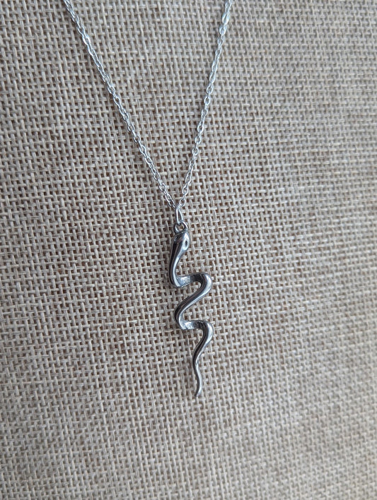 Silver Twisted Snake Necklace