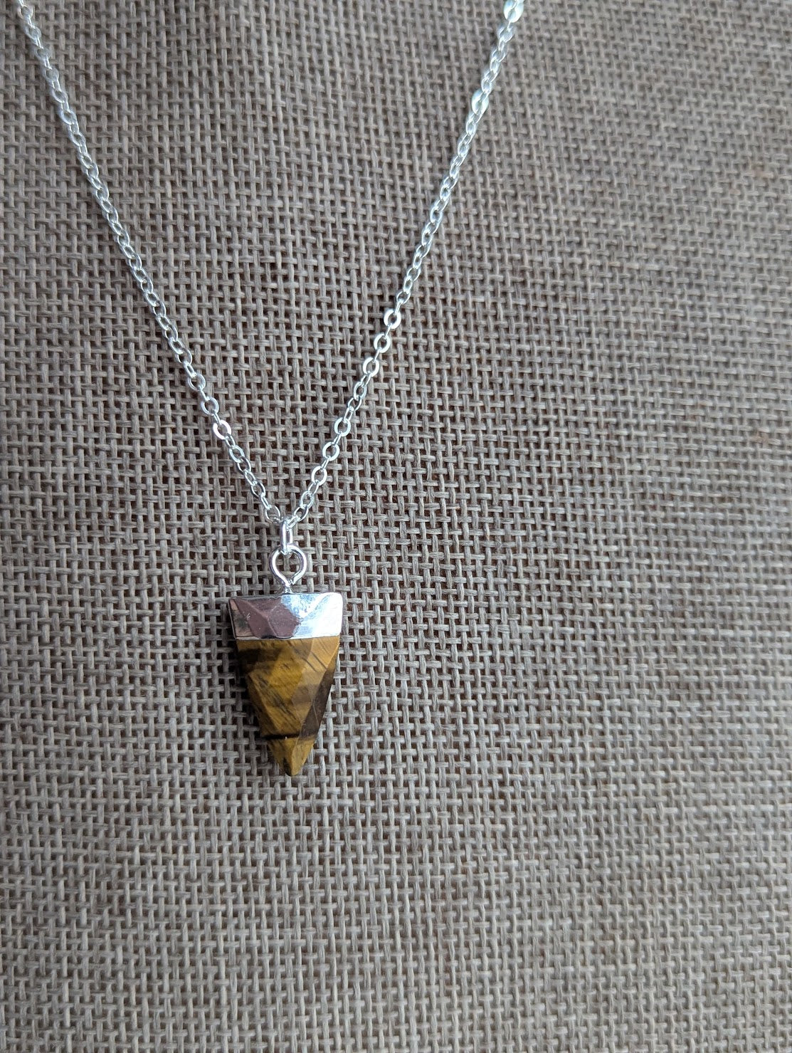 Tigers Eye Point Sterling Silver Necklace