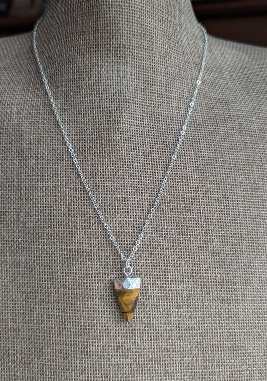 Tigers Eye Point Sterling Silver Necklace