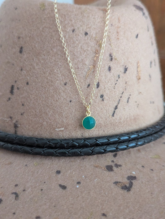 Faceted Round Green Onyx 14kGF Necklace