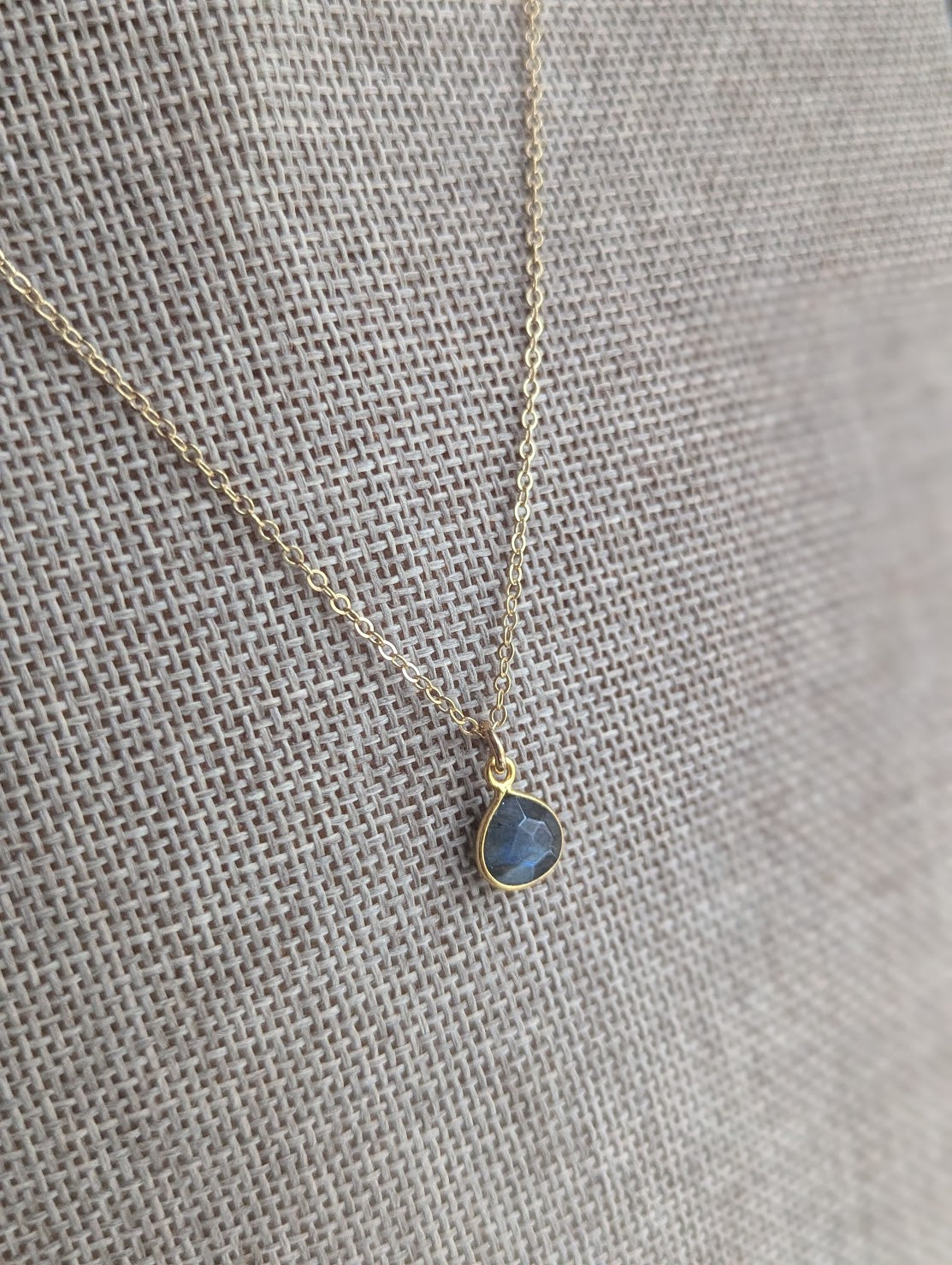 Faceted Labradorite Tear Drop 14kGF Necklace