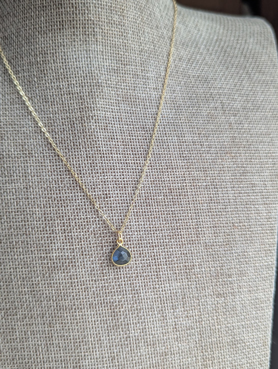 Faceted Labradorite Tear Drop 14kGF Necklace