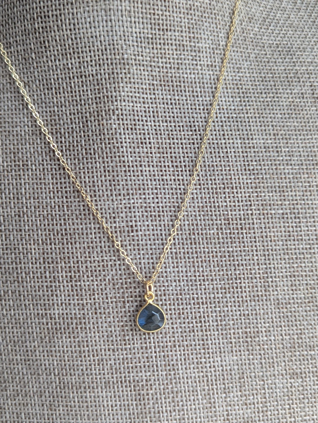 Faceted Labradorite Tear Drop 14kGF Necklace