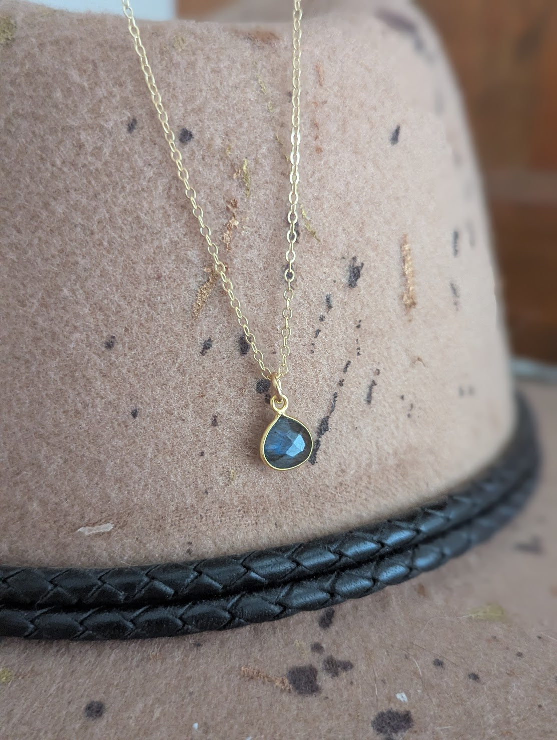 Faceted Labradorite Tear Drop 14kGF Necklace