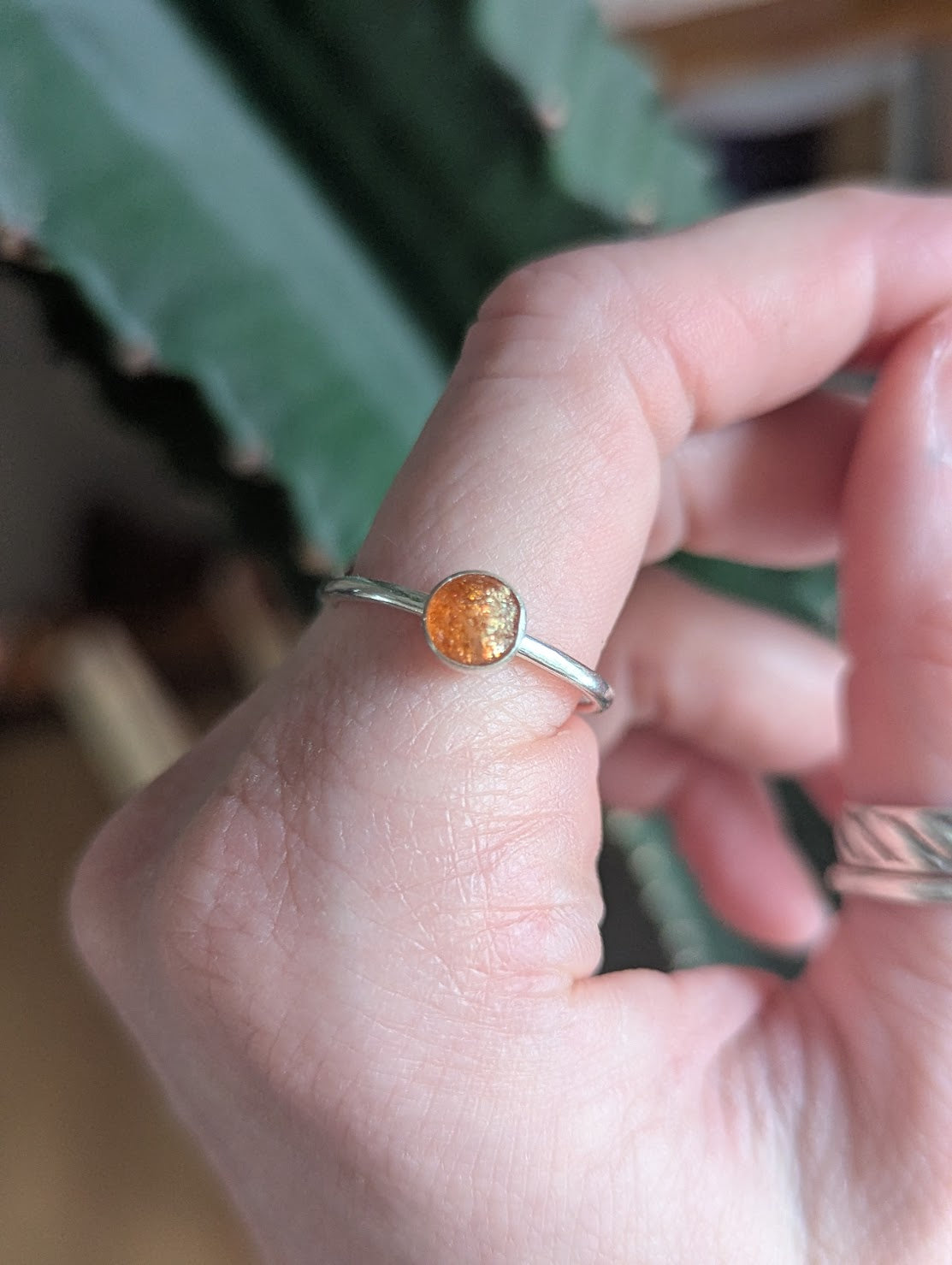 6mm Sunstone Sterling Silver Ring (Ready to Ship) Size 9