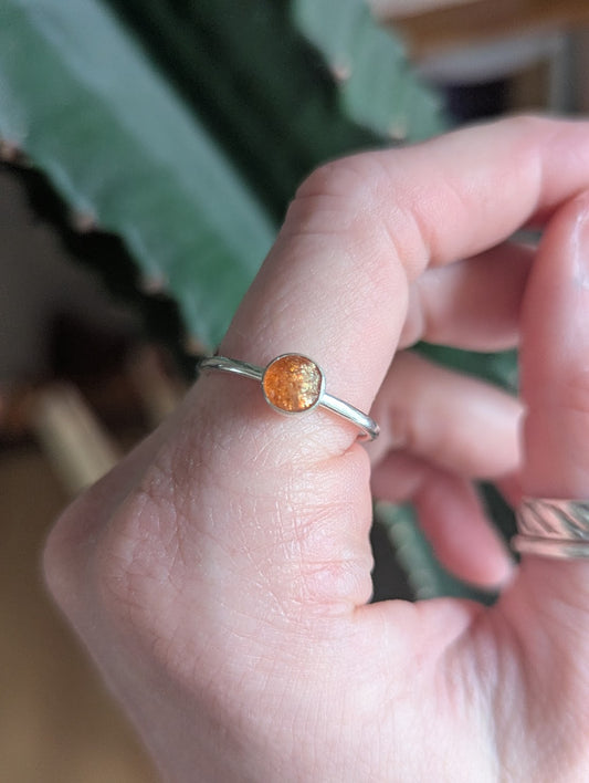 6mm Sunstone Sterling Silver Ring - Size 9
