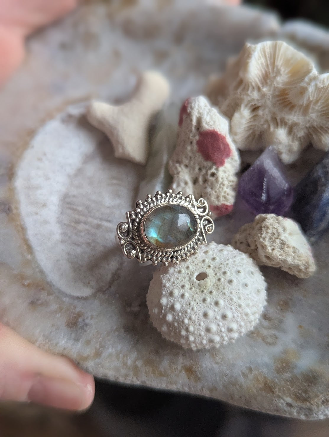 Embellished Labradorite Oval Sterling Silver Rings (Ready to Ship - Various Sizes Available)