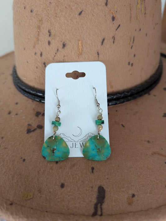 Turquoise and Jasper Silver Earrings