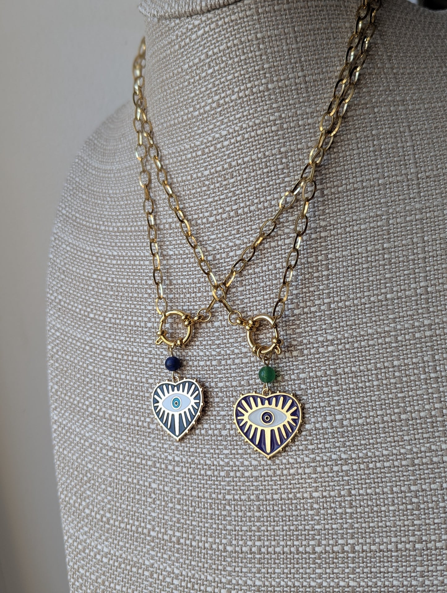 Blue Enamel Evil Eye Gold Necklace