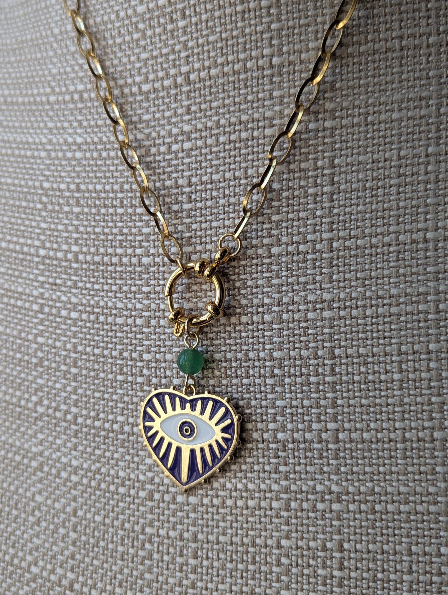 Blue Enamel Evil Eye Gold Necklace