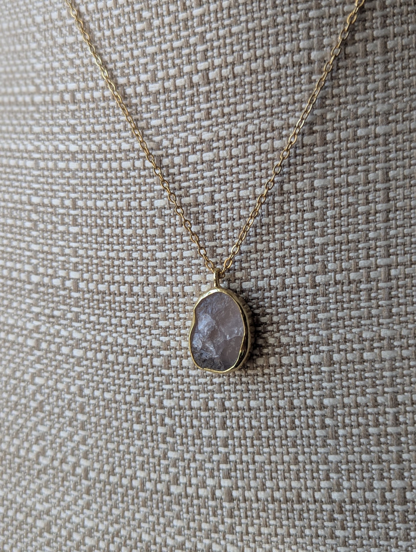 Raw Amethyst Oval Gold Necklace