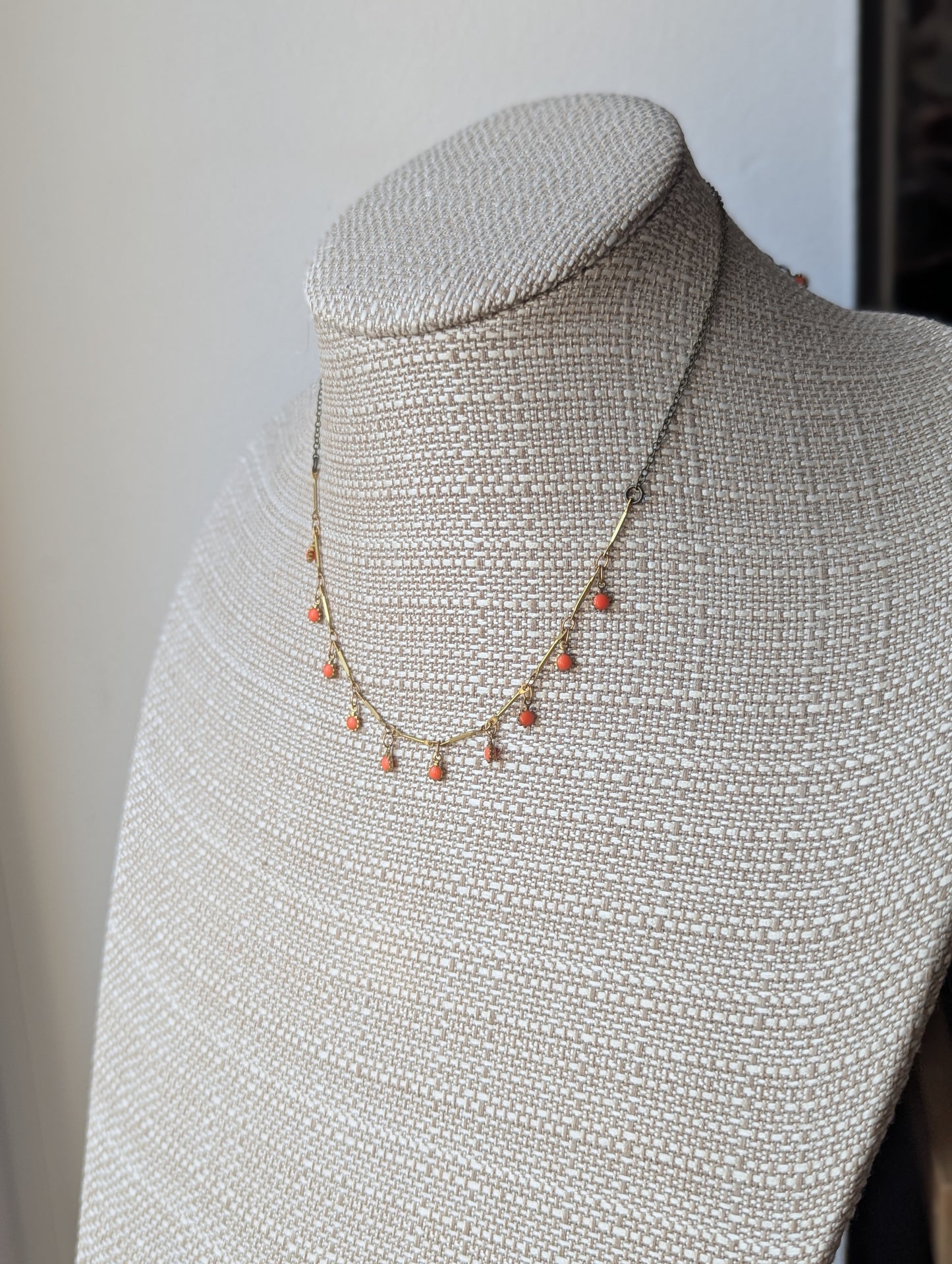 Orange Sun Charm Brass Adjustable Charm Necklace