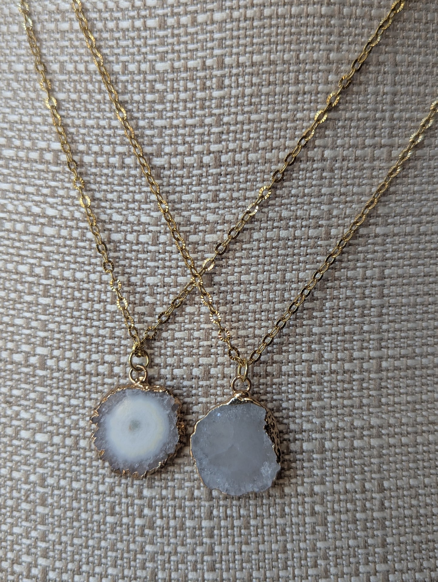 White Agate Slice Gold Necklace (various available)
