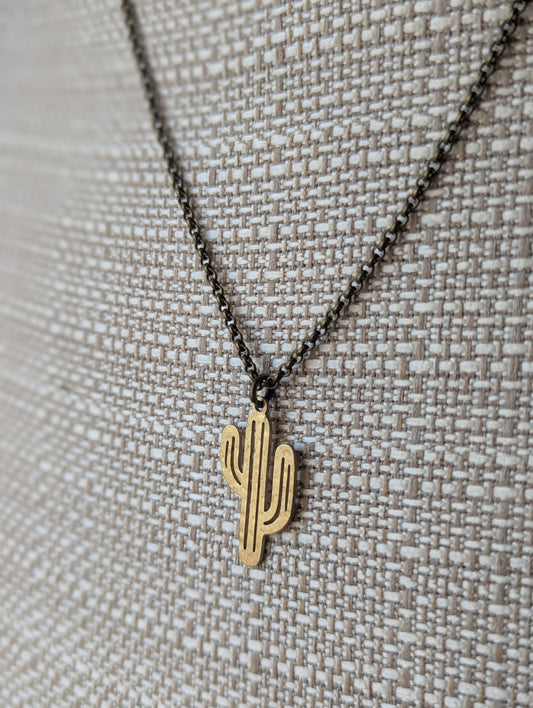 Brass Cactus Necklace