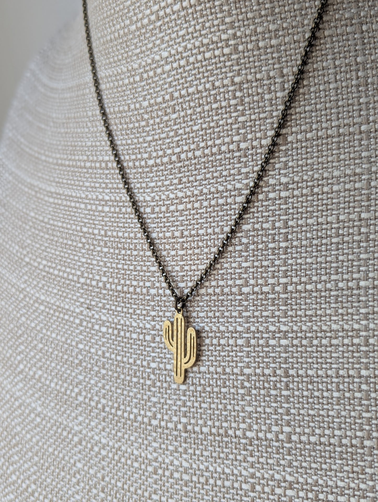 Brass Cactus Necklace