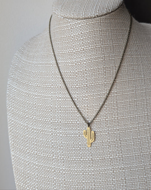 Brass Cactus Necklace
