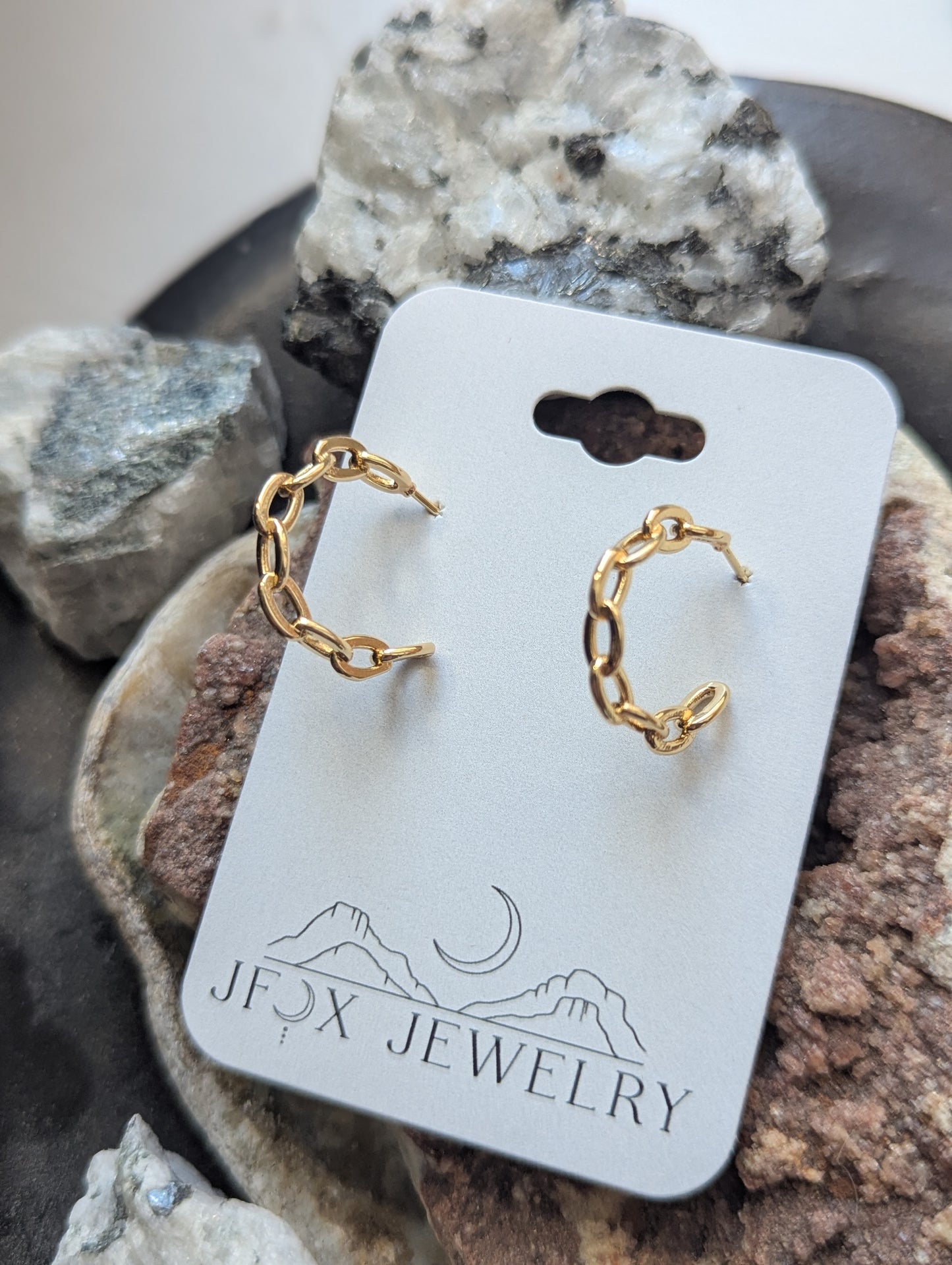Medium Chain Link Gold Hoops