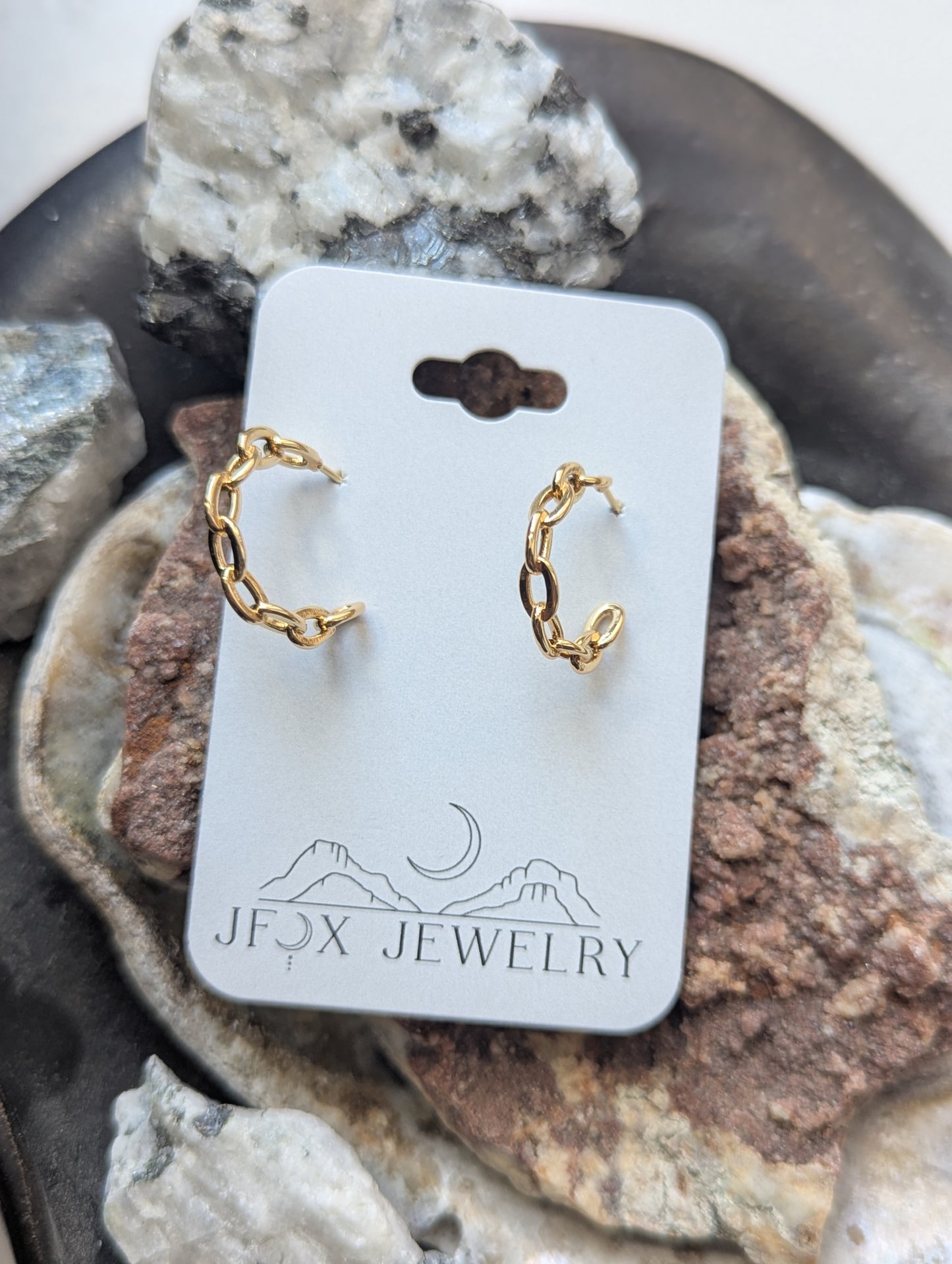 Medium Chain Link Gold Hoops