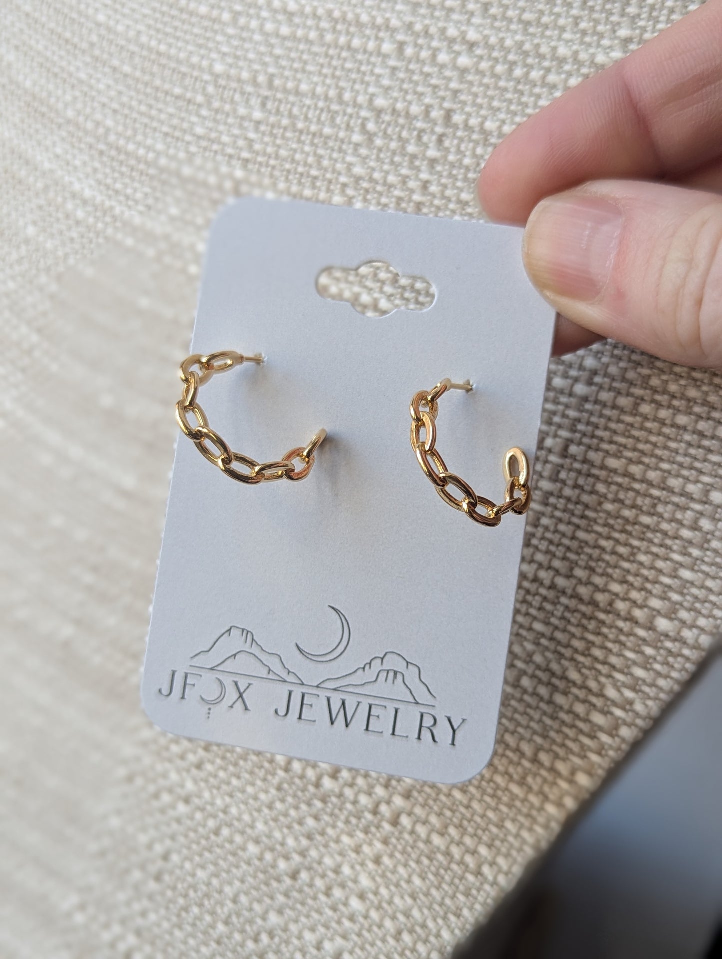 Medium Chain Link Gold Hoops