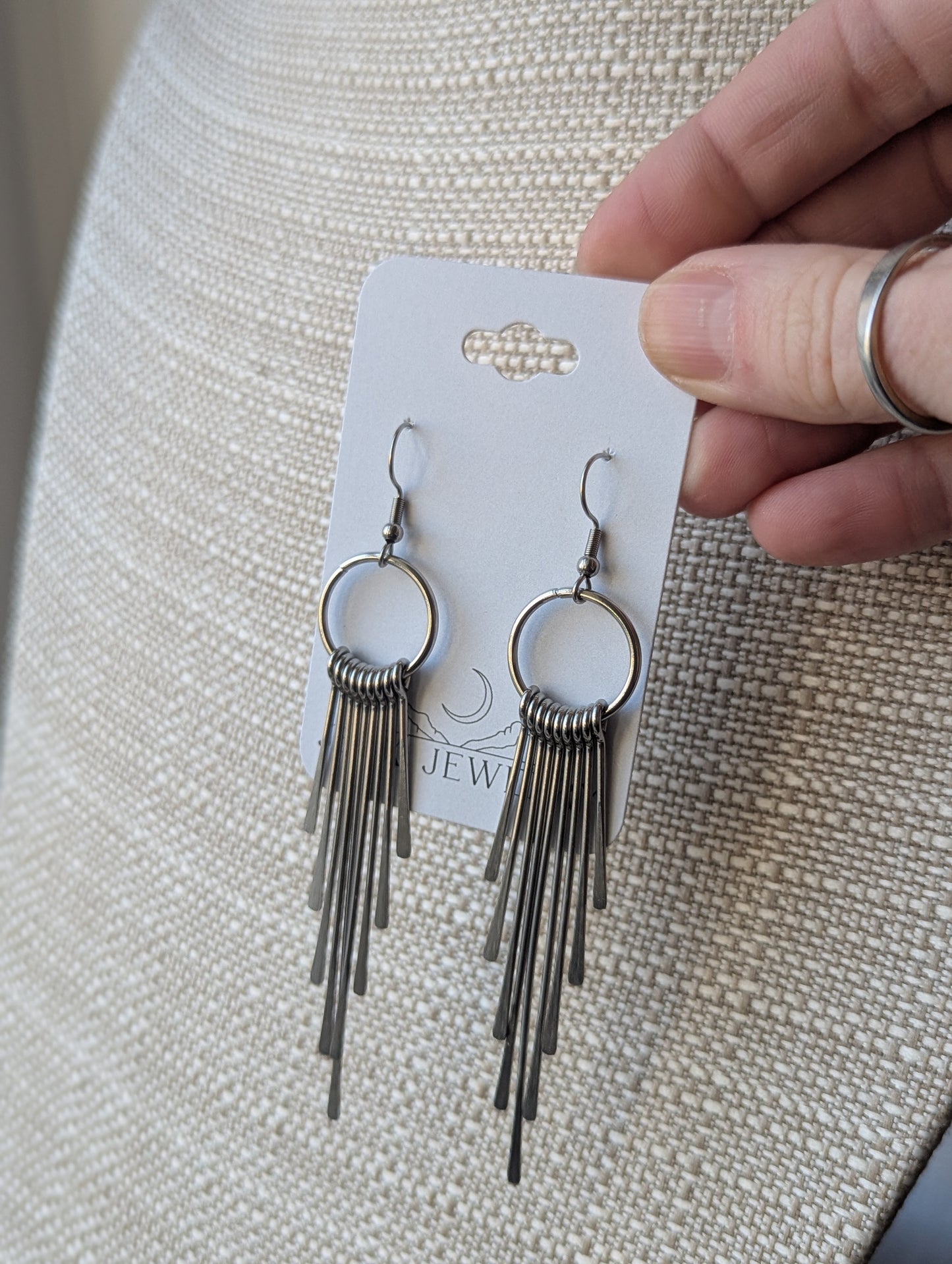 Gradient Silver Wire Stainless Drop Earrings