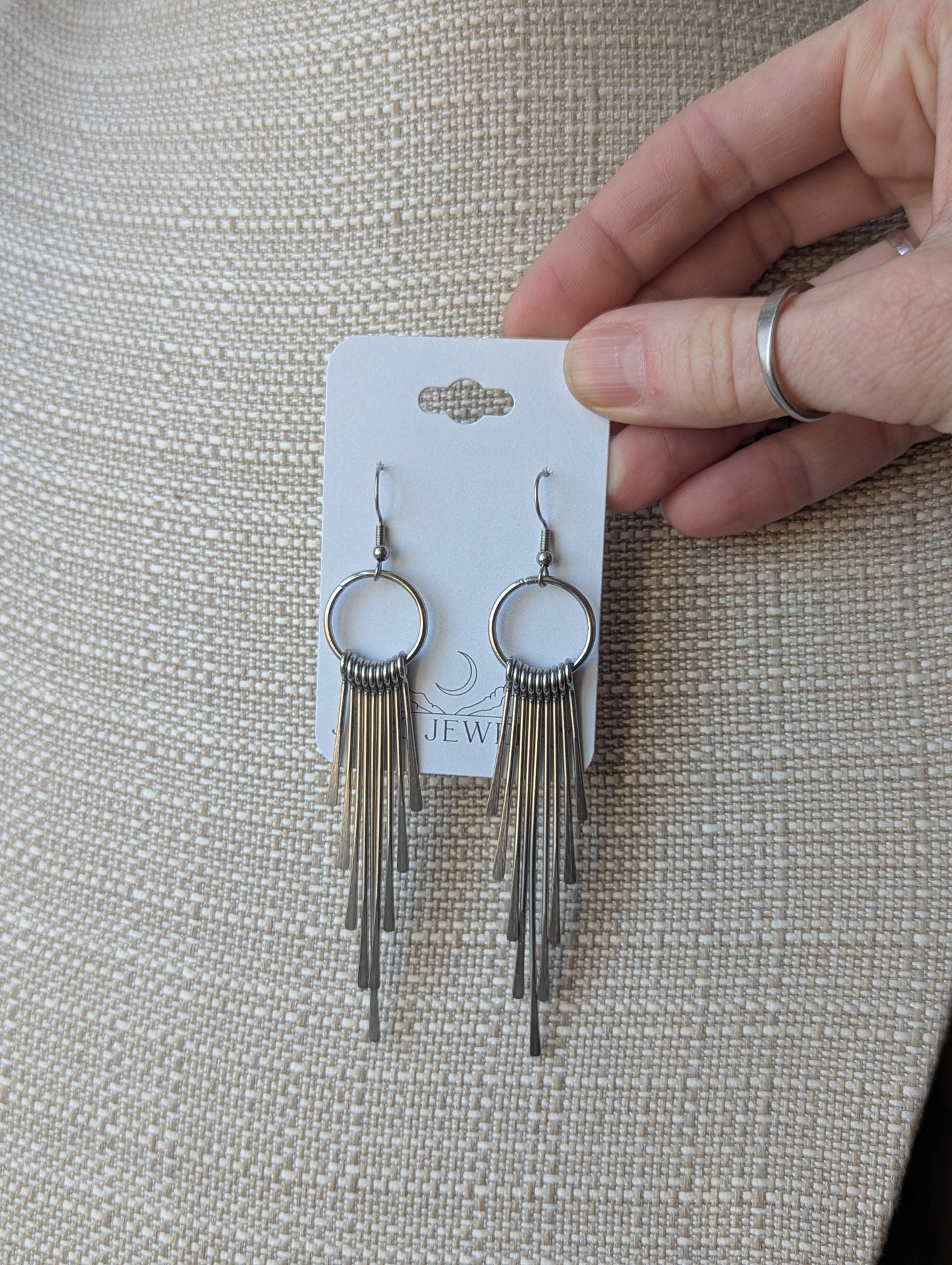 Gradient Silver Wire Stainless Drop Earrings