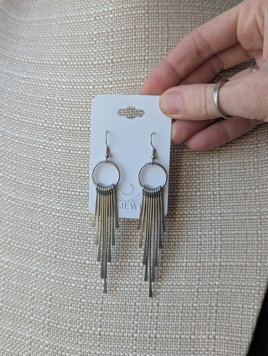 Gradient Silver Wire Stainless Drop Earrings