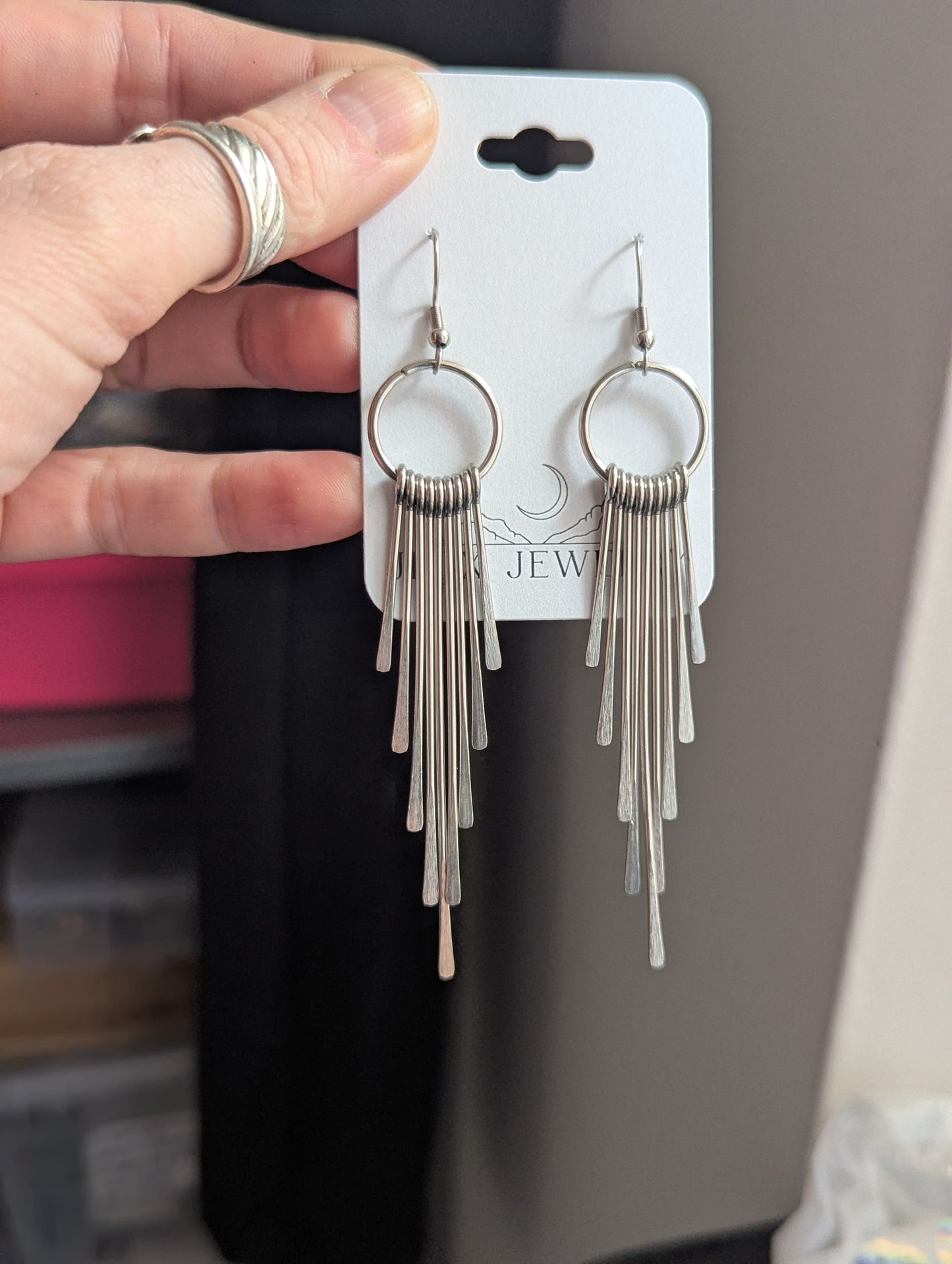 Gradient Silver Wire Stainless Drop Earrings